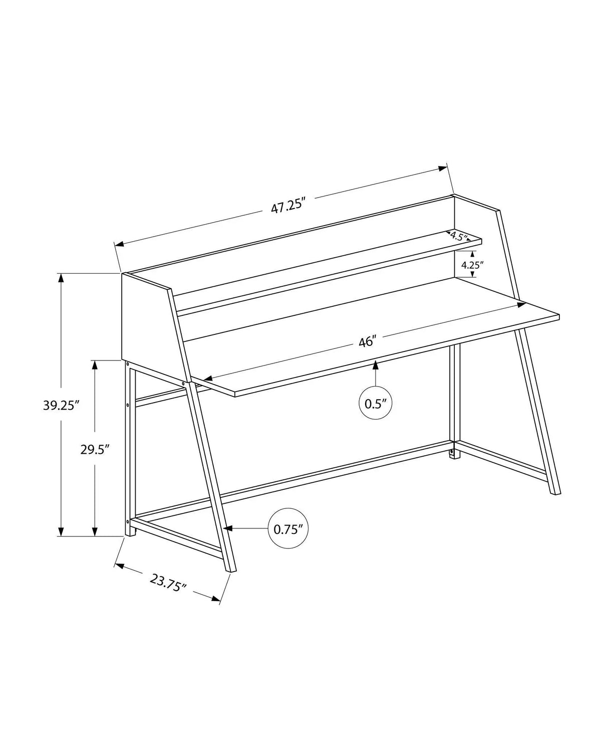 Marble Look Computer Desk With Shelves | 47.25 Inch Width | Sturdy Metal Base | 39.25 Inch Height