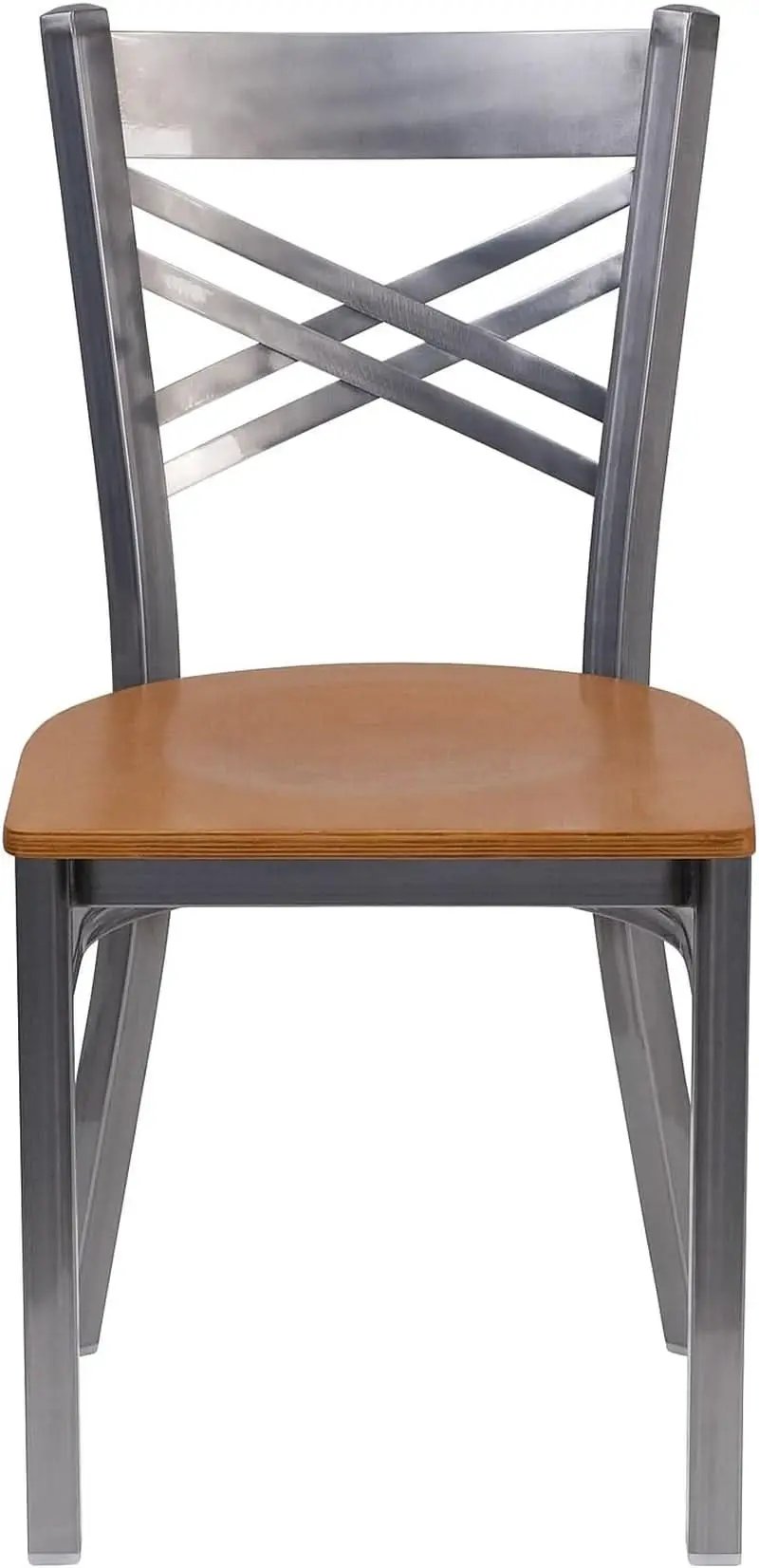 HERCULES Series Clear Coated X Back Metal Restaurant Chair 2 Pack Natural Wood Seat from PriceLows™