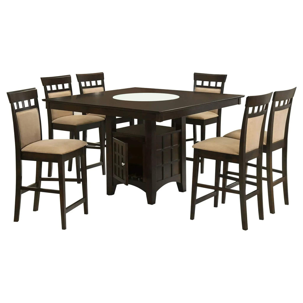 Gabriel 7-piece Square Counter Height Dining Set | 7-Piece Set | Rubberwood & Engineered Wood | Cappuccino