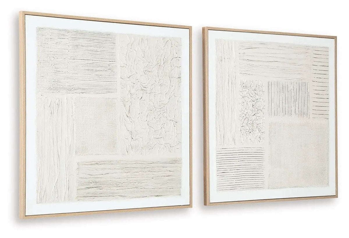 Andorfield Wall Art Set (Set of 2) | 40 x 1.63 x 40 in | Fabric | Beige / Black / White