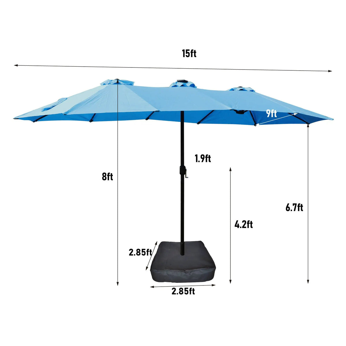 Outdoor Market Umbrella | 15FT Rectangular | Double Sided