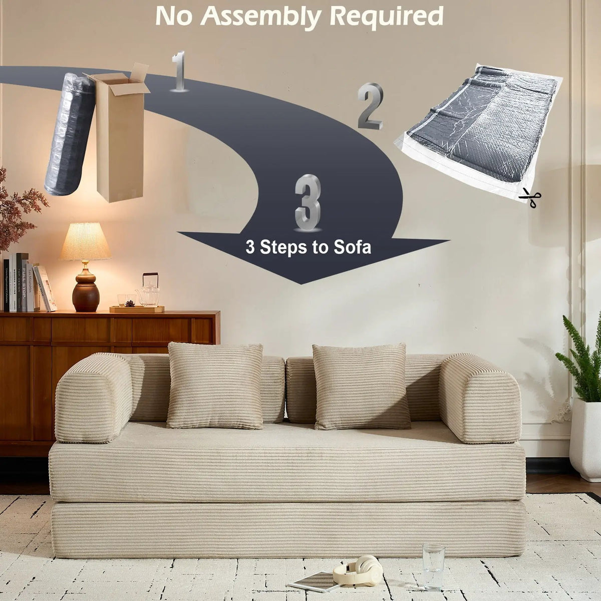 Convertible Sleeper Sofa Bed | 35D High Density Foam | 4 In 1 Design