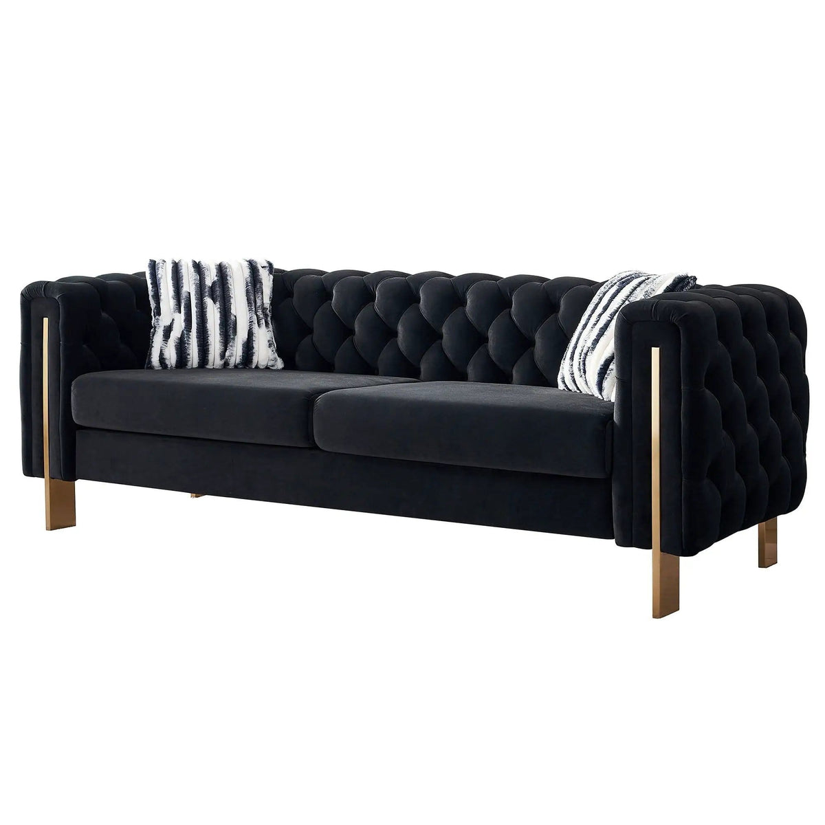 Chesterfield Modern Tufted Living Room Sofa, 84.25''W Couch | Stationary Sofa | Metal & Wood | Living Room
