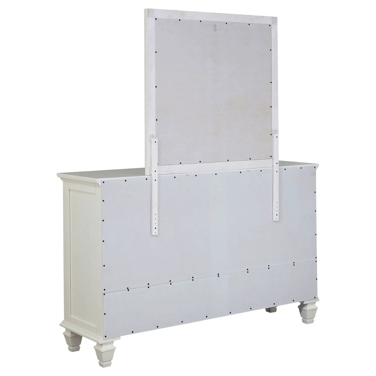 Sandy Beach 11-drawer Dresser with Mirror Cream | 61.25 x 18.5 x 76 in | Engineered Wood & Tempered Glass | White