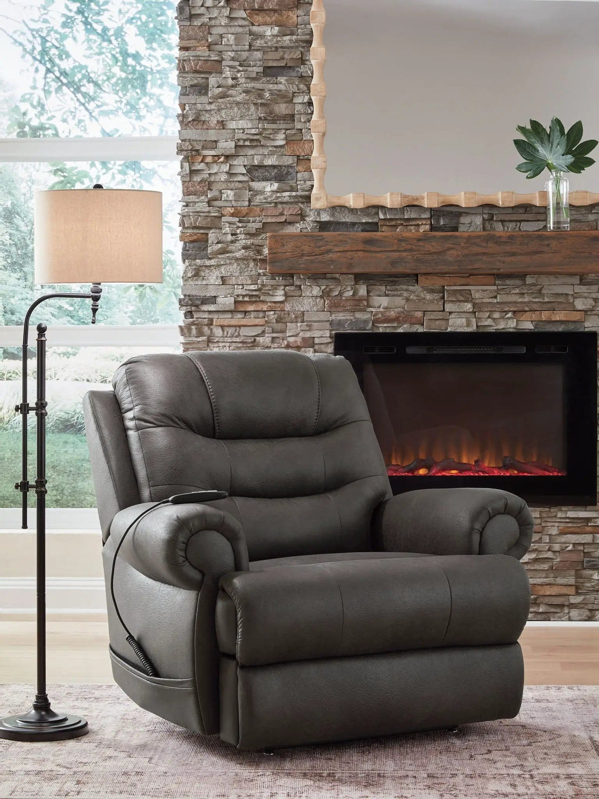 Revived and Restored Power Lift Recliner Lift Chair | 2 Pieces | Faux Leather & Steel | Living Room