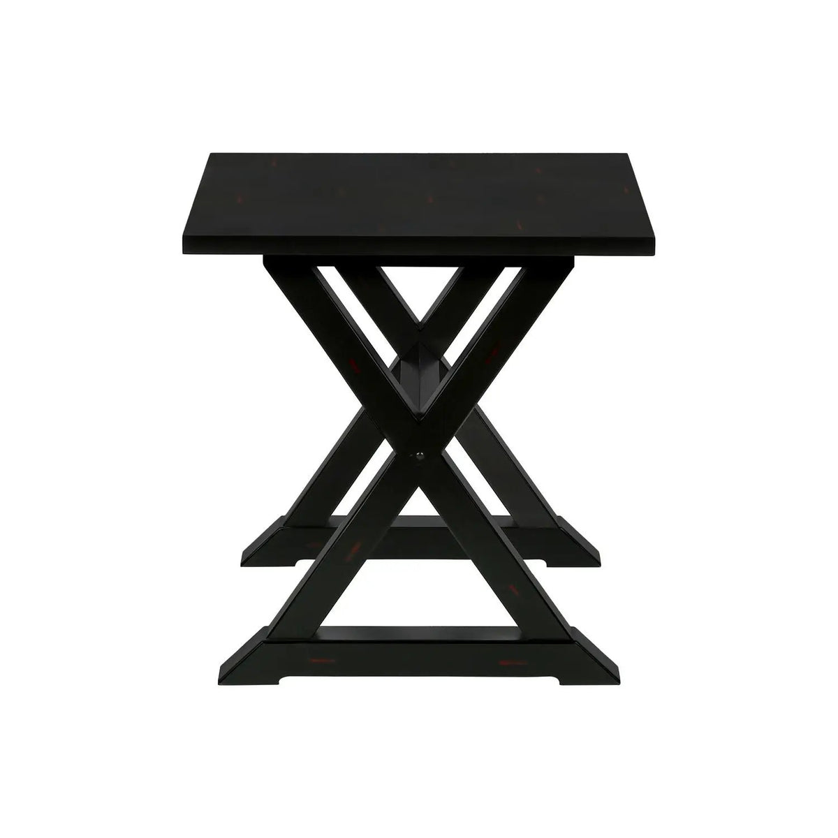 Compact Square Accent End Table | Transitional Style | Solid Wood Trestle Base | Veneer Top