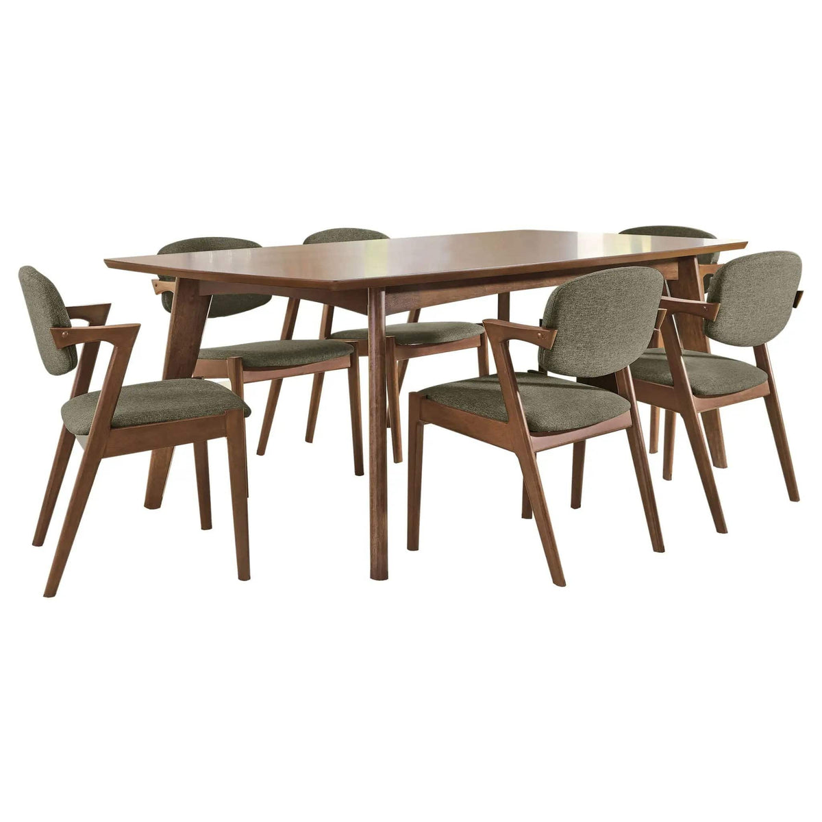 Malone 7-piece Rectangular Dining Table Set Dark | 7-Piece Set | Walnut & Fabric | Walnut