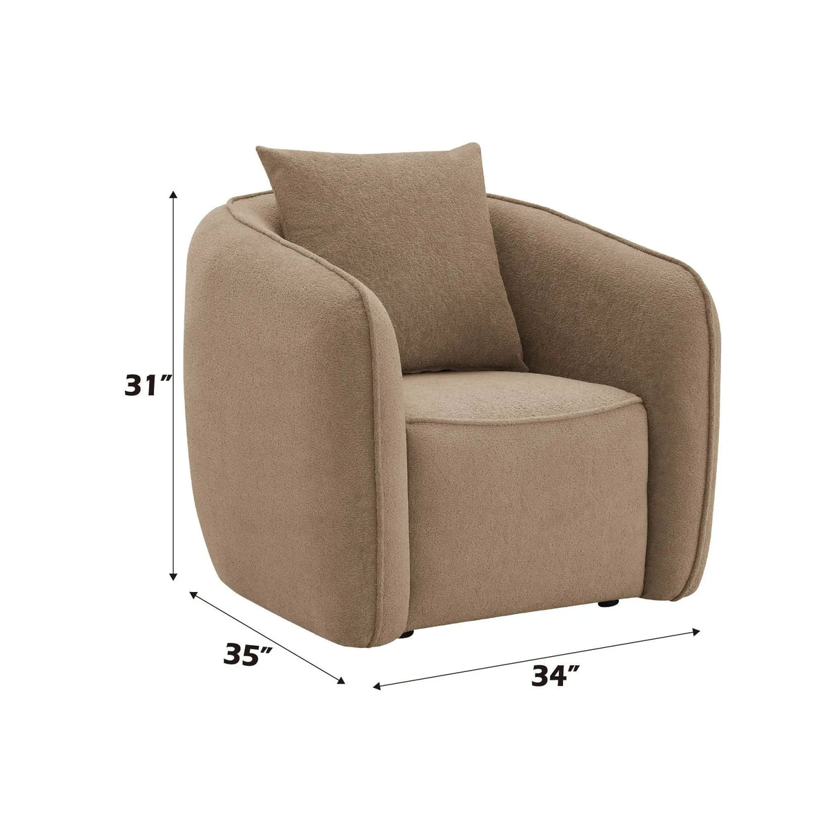 Keith Chair With 1 Matching Color Toss Pillows | 2 Pieces | Solid Wood & Plywood | Living Room