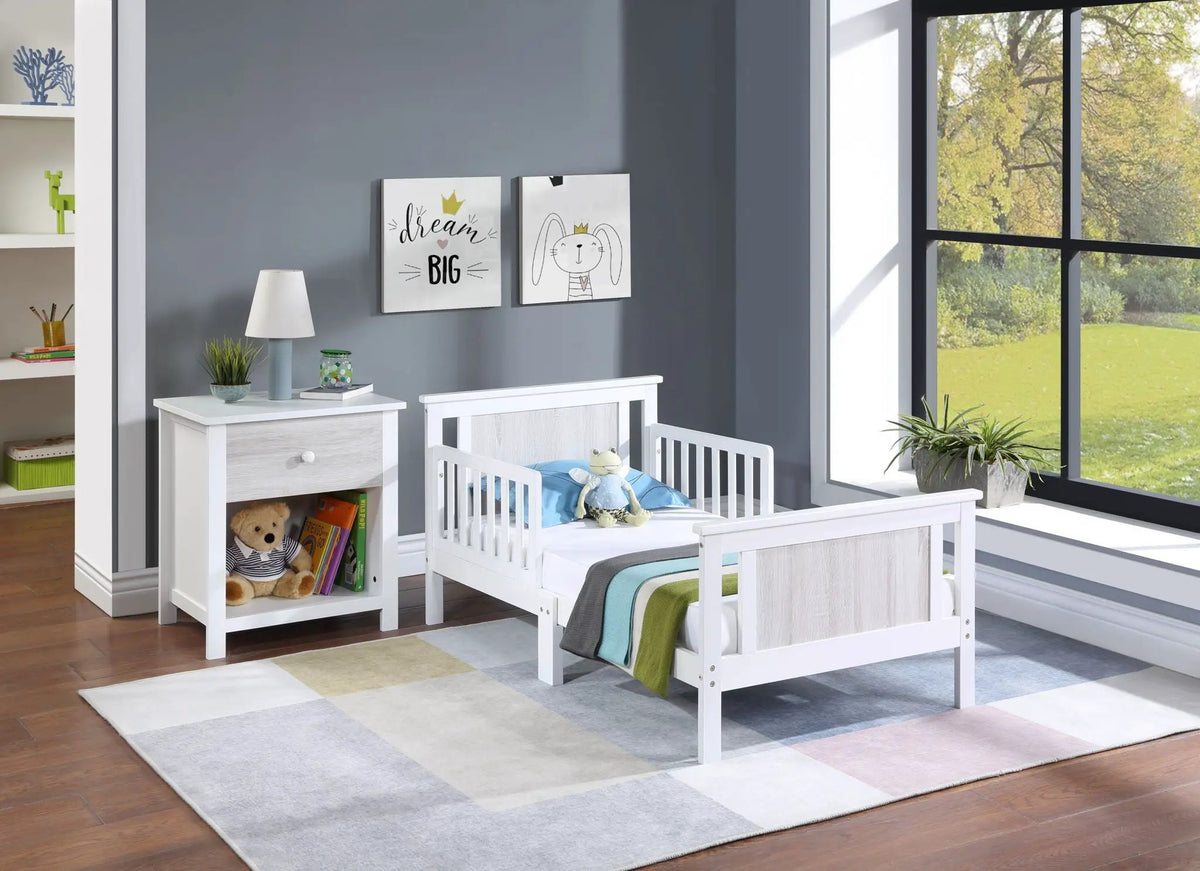 Connelly Reversible Panel Toddler Bed | Low Profile | Twin Bed Style | 53.75 Inch Length