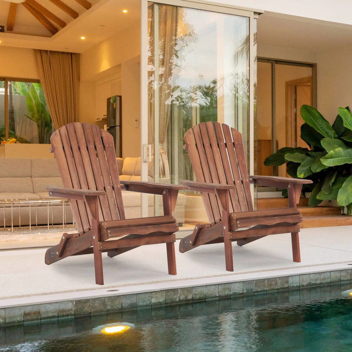 Folding Adirondack Chairs | Set Of 2 | Solid Cedar Wood | Space-Saving Design