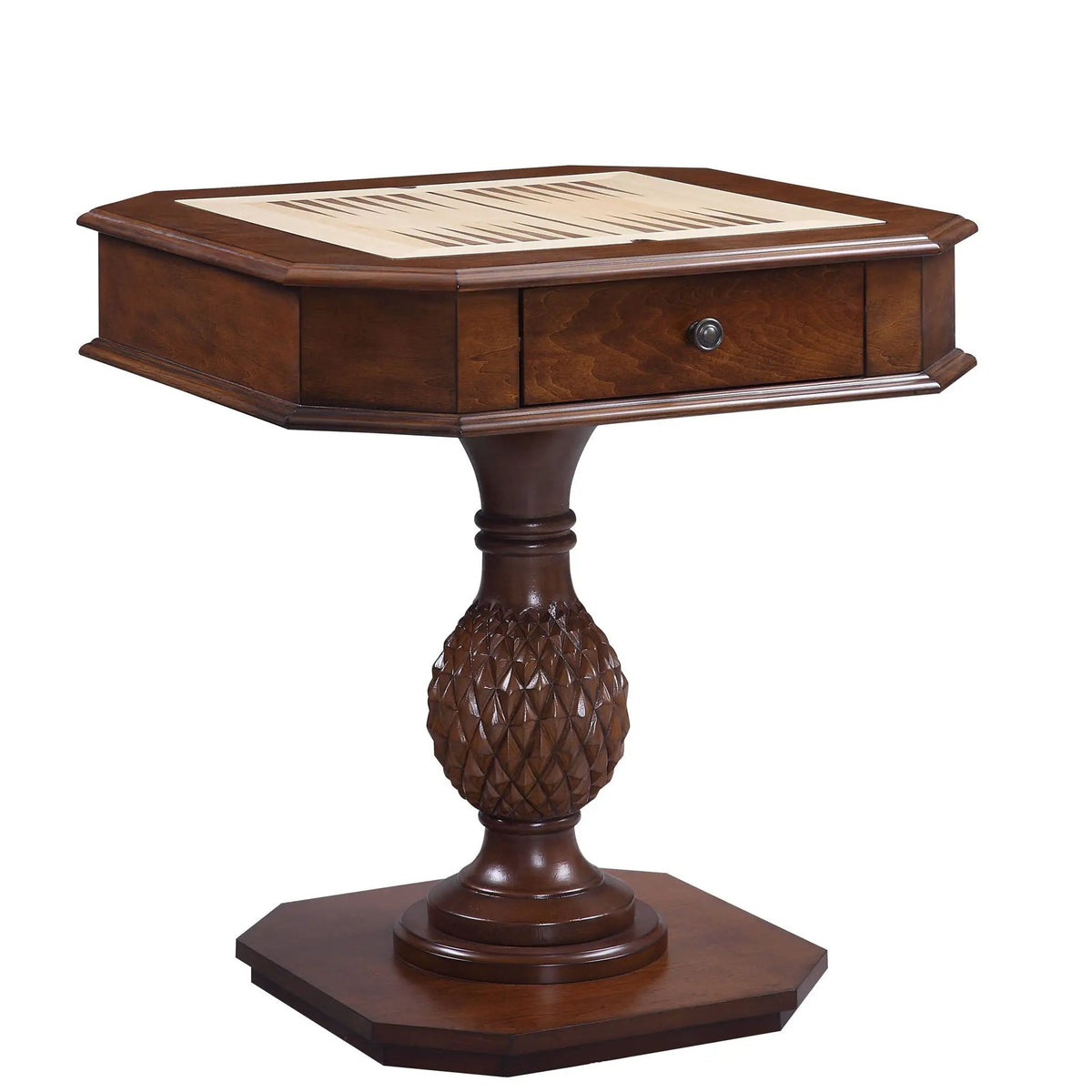 Bishop Cherry Chess Checker Game Table | Reversible Game Tray | Two Storage Drawers | Classic Design