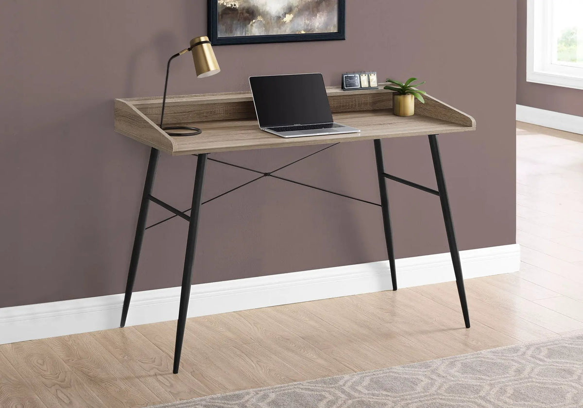 Sturdy Computer Desk With Shelves | 47.25 Inch Width | Matching Metal Base | 34 Inch Height