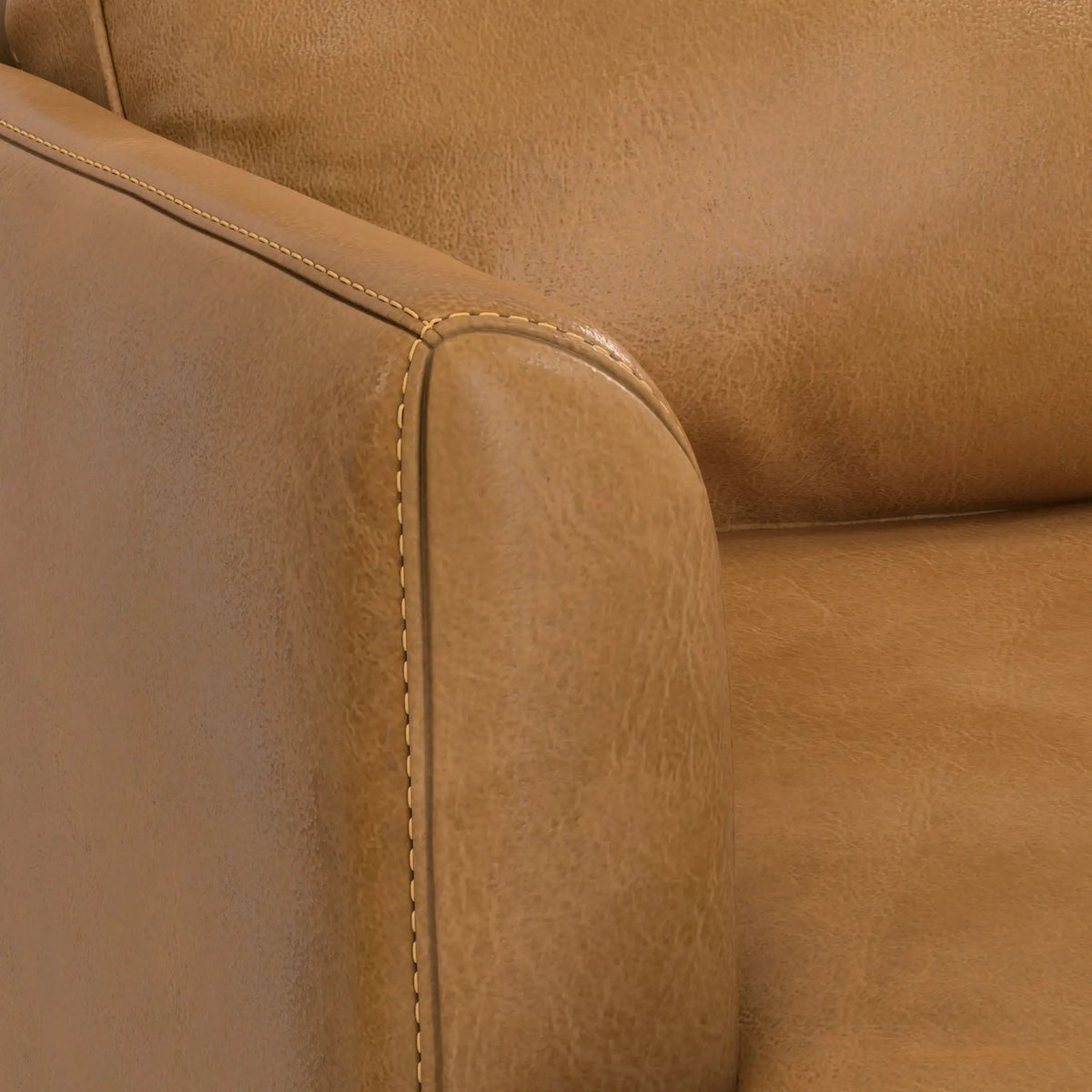 Livingston Upholstered Sofa | Genuine Aniline Leather | 7 Inch Thick Cushions | 76 Inch Length