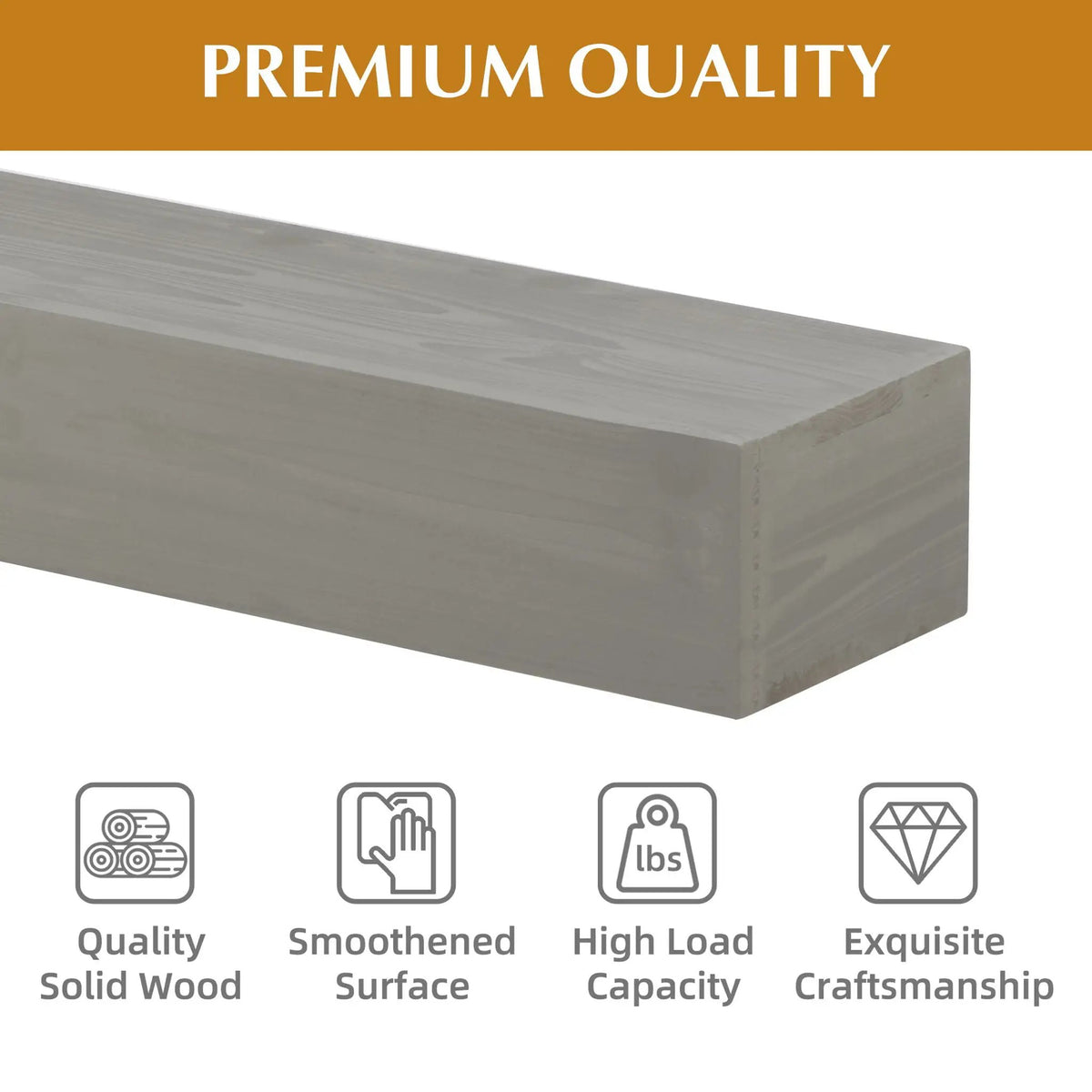 Fireplace Mantel Floating Shelf | 50 Lb Heavy Duty | Rustic Modern