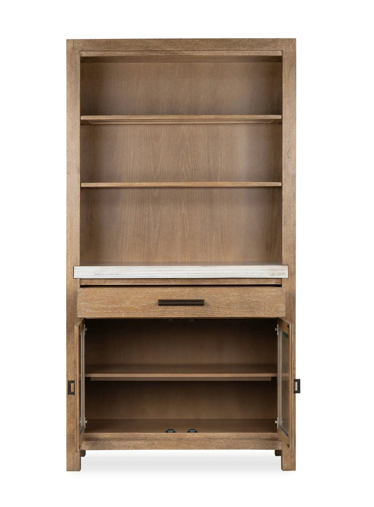 Plum Creek Display Cabinet | 2 Pieces | Oak Veneer & Fabric | Home