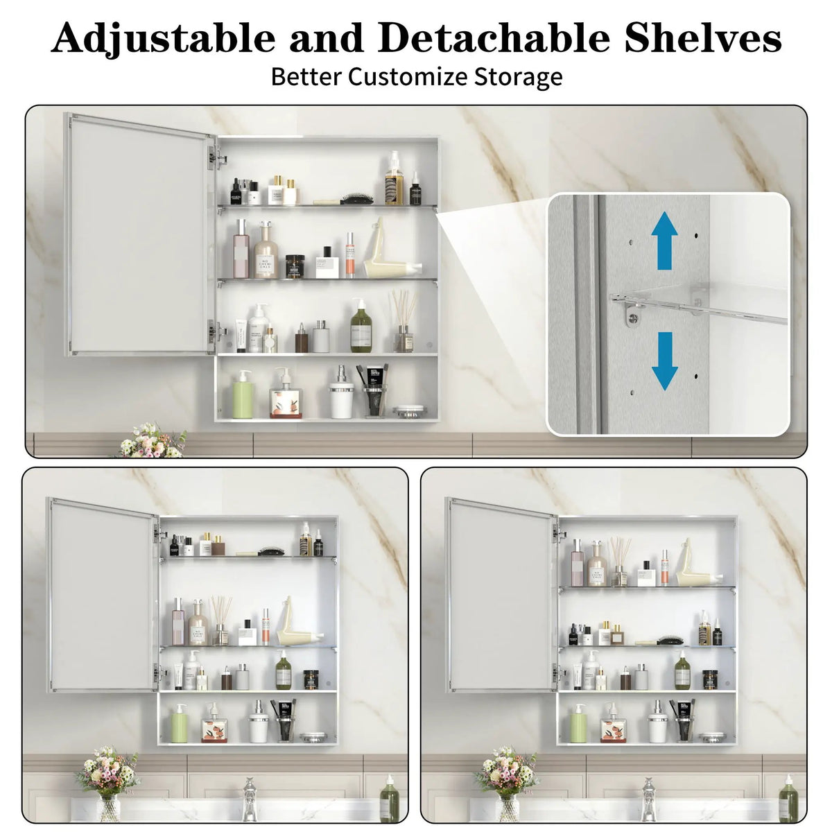 Aluminum Medicine Cabinet With Mirror | Concealed Storage | Rust-Resistant | Formaldehyde-Free