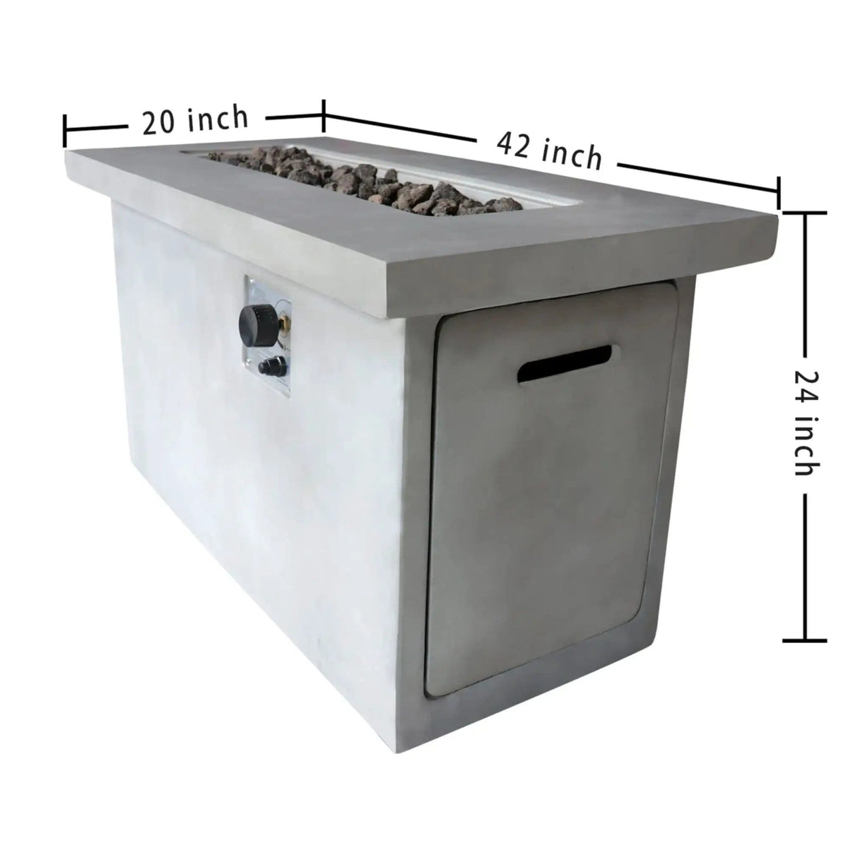 Propane / Gas Outdoor Fire Pit Table Durable Construction | 2 Pieces | Concrete & Stainless Steel | Outdoor Living