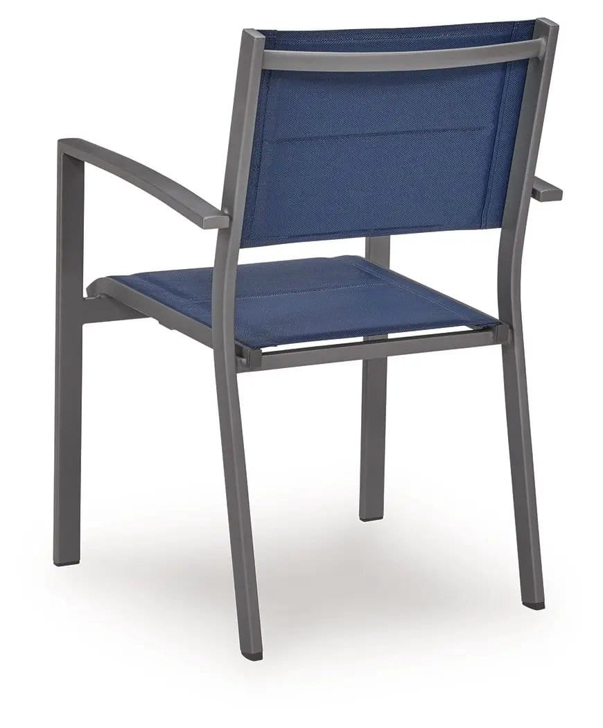 Rocky Creek Sling Arm Chair (Set of 4) | 23.13 x 25.13 x 33.75 in | Stainless Steel & Aluminum | Blue / Gray