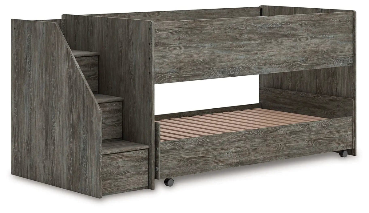 Frandern Twin Over Twin Loft Bed | Loft Bed | Engineered Wood & Metal | Gray
