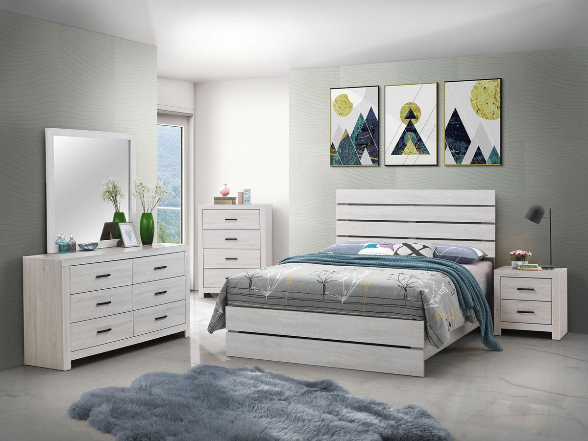 Brantford Wood Queen Panel Bed Coastal | 63 x 85.75 x 52.25 in | Engineered Wood & Veneer | White