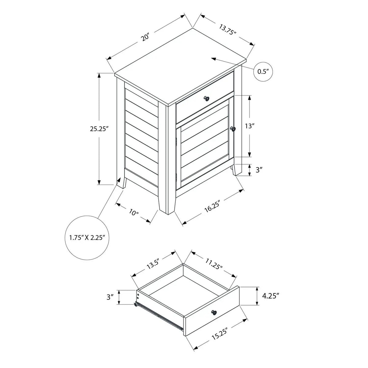 Accent Nightstand | Transitional Coastal Style | Storage Drawer | Spacious Tabletop