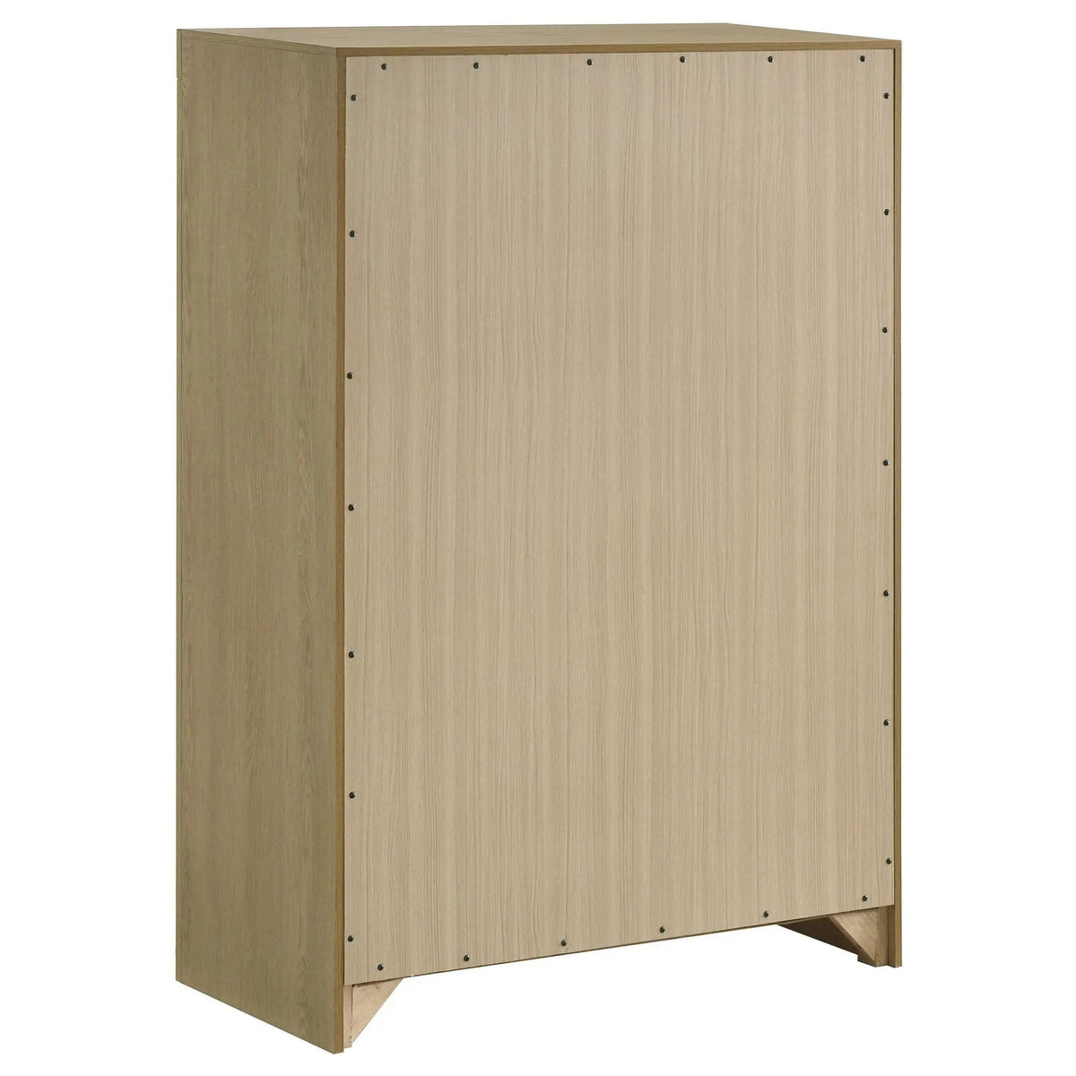Hendricks 5-drawer Bedroom Chest of Drawers | 35.5 x 16.75 x 52.25 in | Engineered Wood & Metal | Light Oak