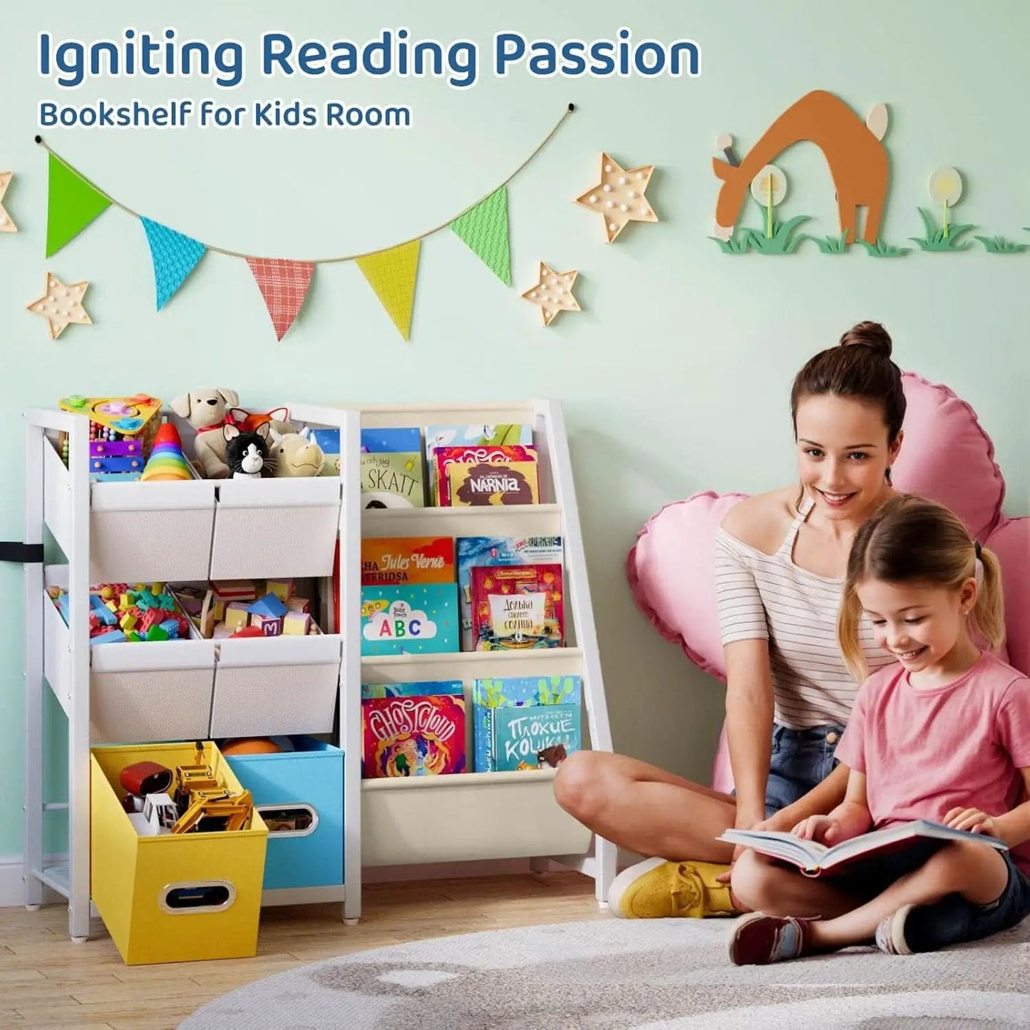 Kids Bookshelf Toy Storage Organizer With 6 Toy Bins from PriceLows™