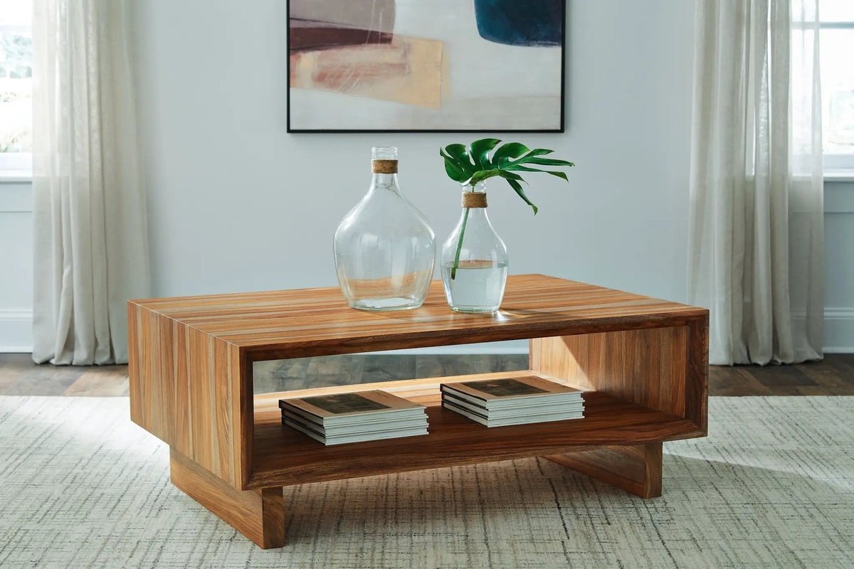 Dressonni Rectangular Cocktail Table | 46.25 x 32 x 18.25 in | Mdf & Veneer | Brown