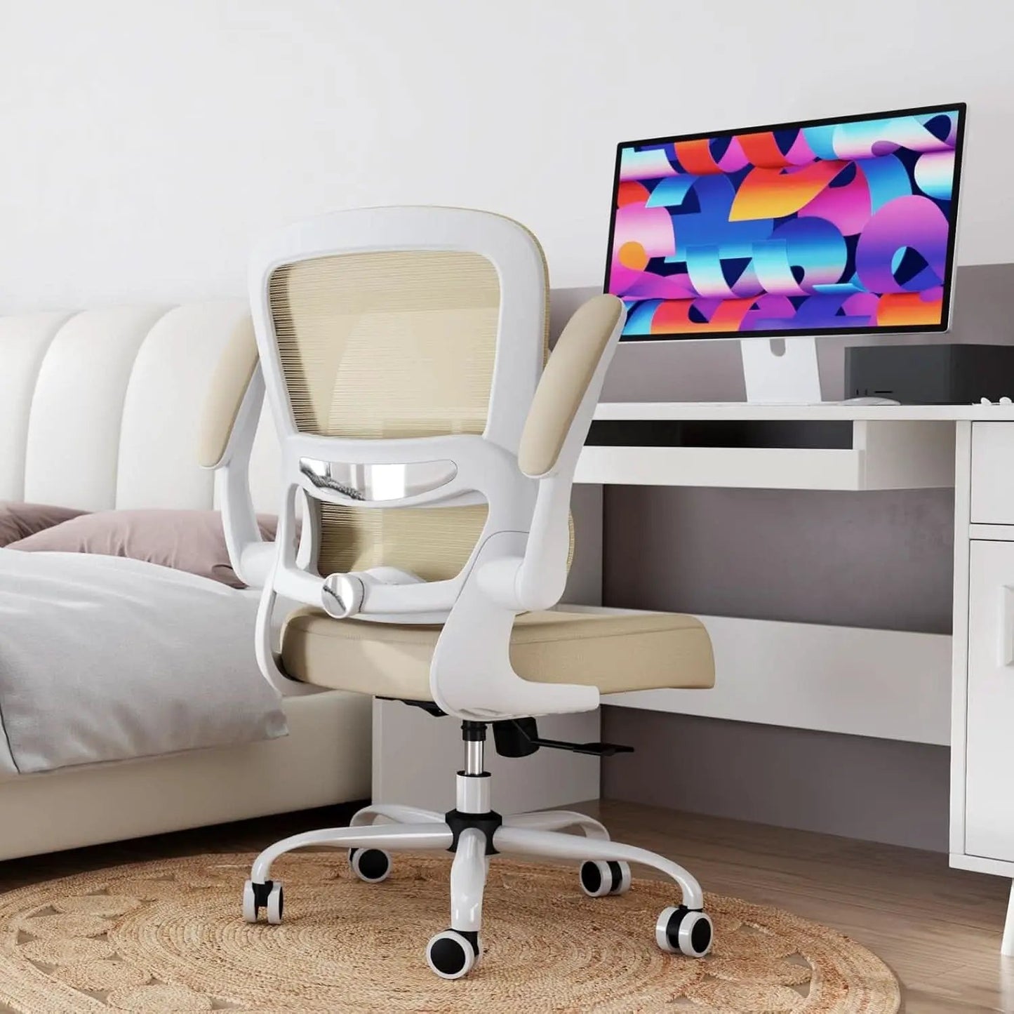Ergonomic Office Chair With Mesh Back 330 Lb Capacity Beige from PriceLows™