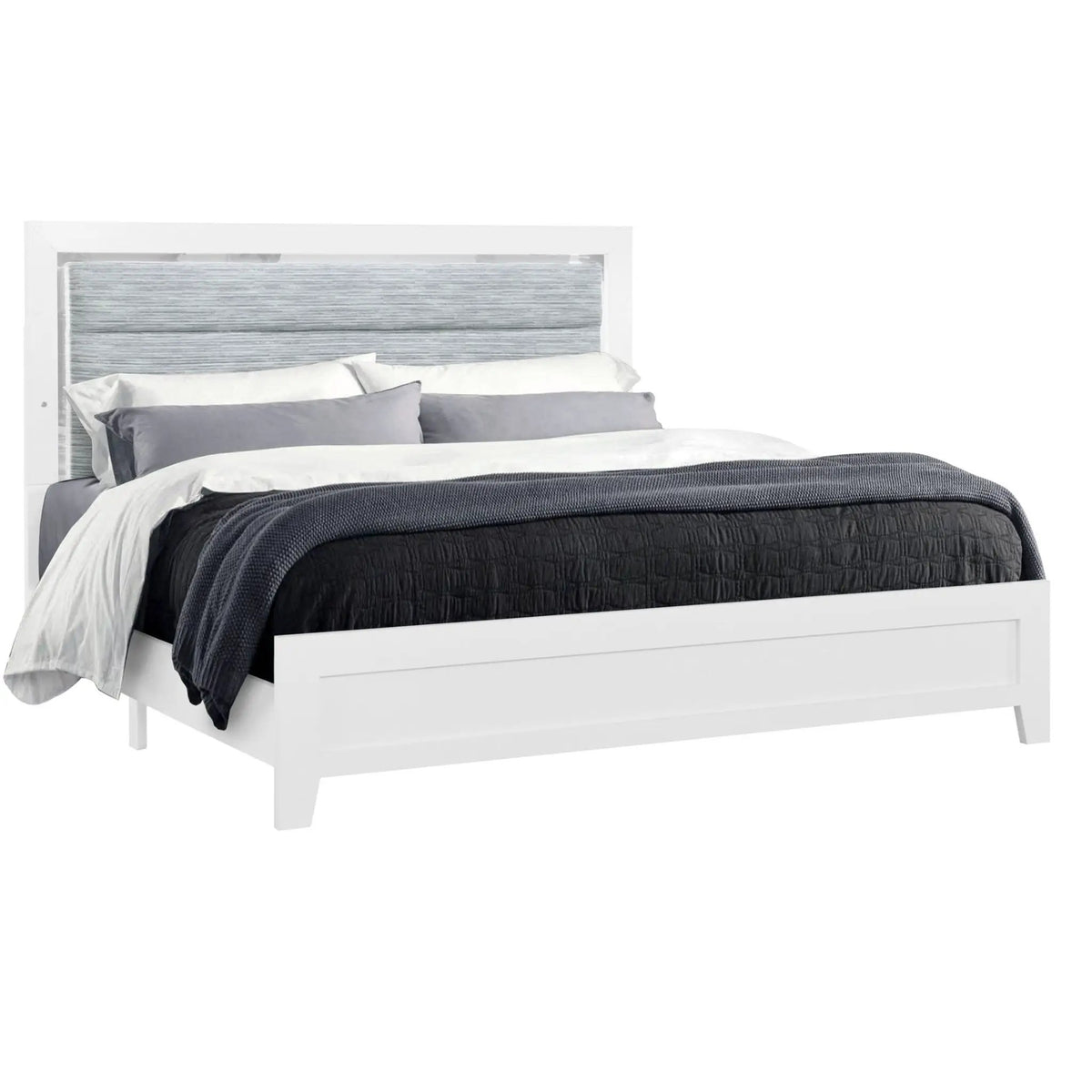 Omoda Platform Bed | Integrated LED Accent Lighting | Modern Acrylic Hardware | 79.8 Inch Length