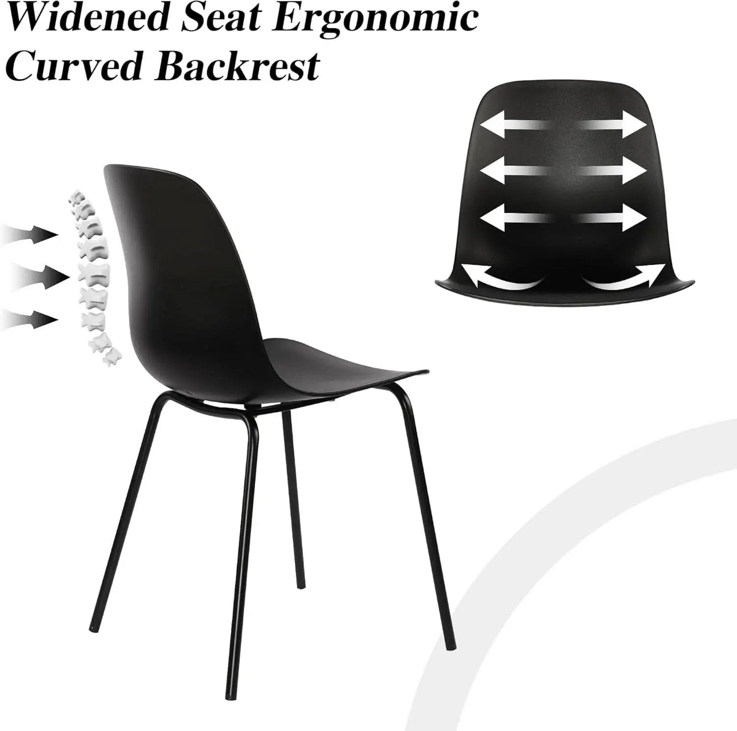 Set Of 4 Matte Black Dining Chairs With Ergonomic Back from PriceLows™