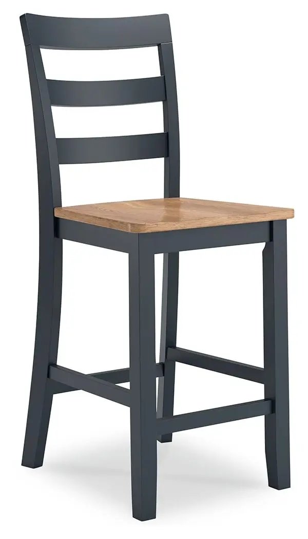 Counter Height Bar Stools | Contoured Seat | Natural Wood | Set Of Two