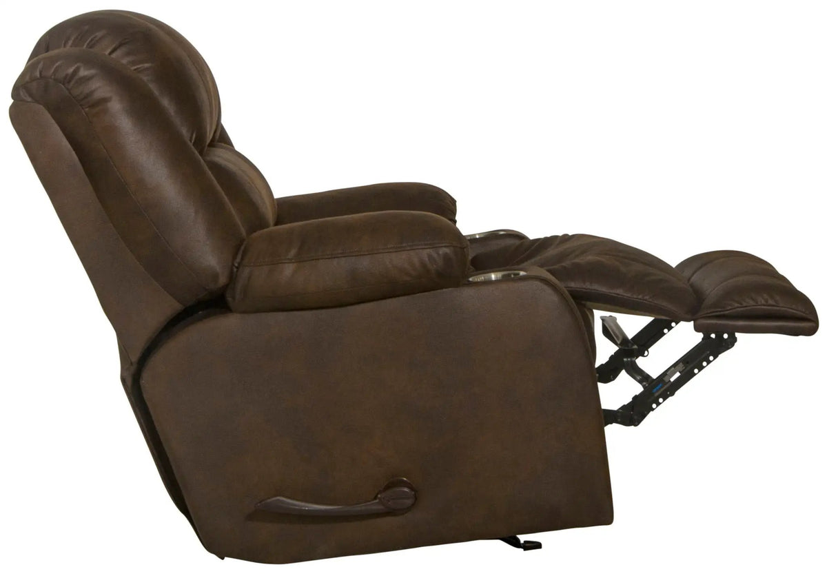 Beckley Rocker Recliner With Cupholders Rocker Chair | 2 Pieces | Walnut & Faux Leather | Living Room