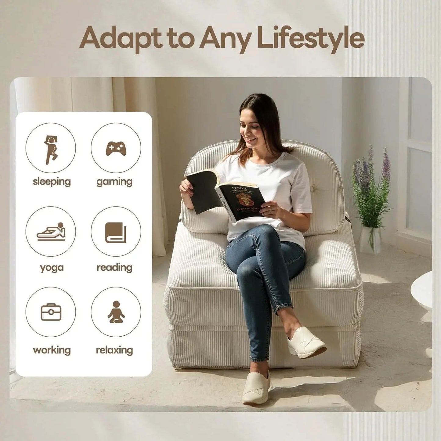 Folding Sofa Bed with Pillow for Comfy Lounge from PriceLows™
