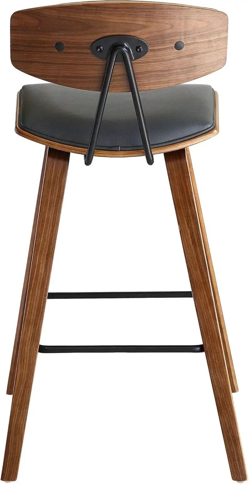 Fox Counter Height Grey Faux Leather Bar Stool Walnut Wood from PriceLows™