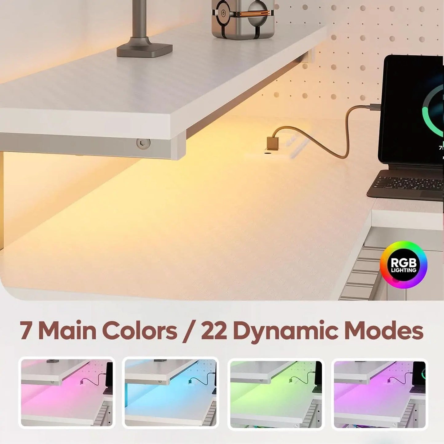 42 Inch L Shaped Gaming Desk With Integrated Power Outlets from PriceLows™