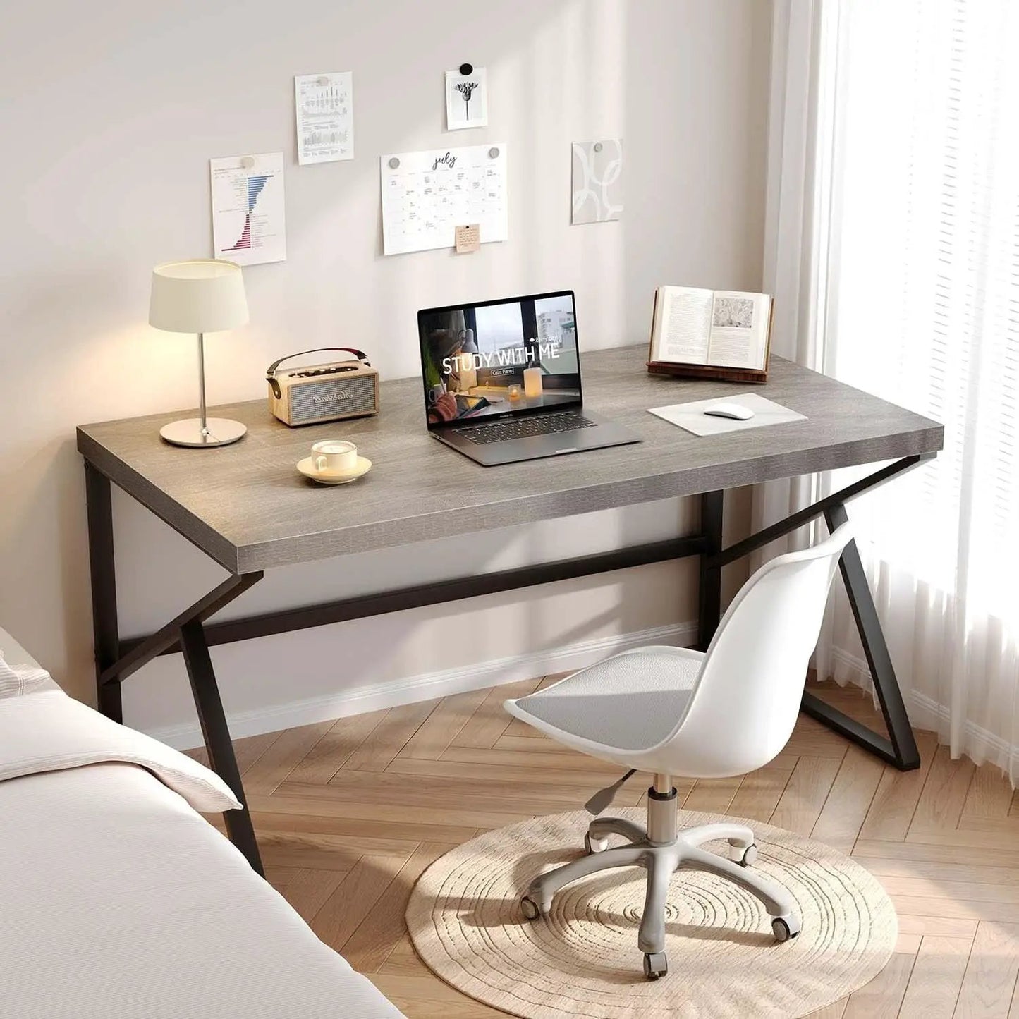 Gray Industrial Computer Desk for Home Office and Gaming from PriceLows™