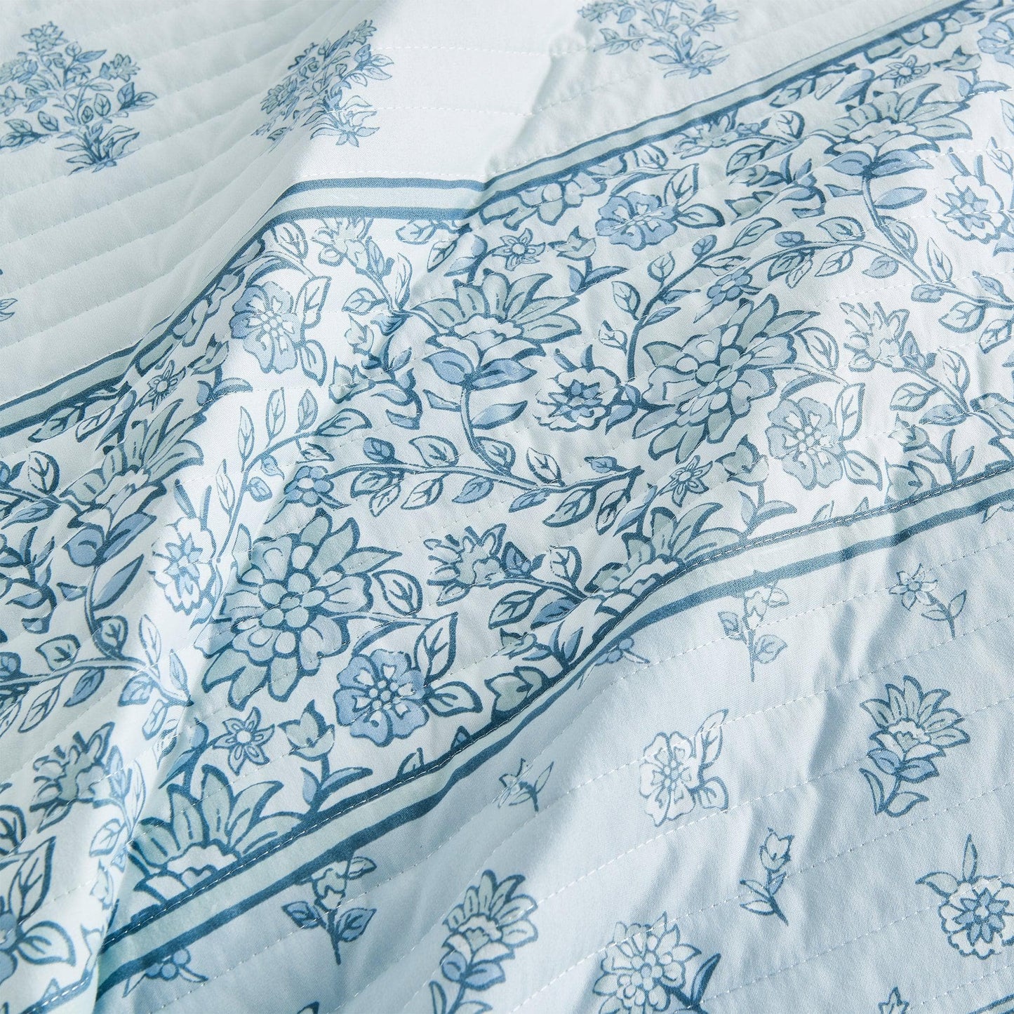 Floral Striped Microfiber Quilt Set - Hermine Collection from PriceLows™