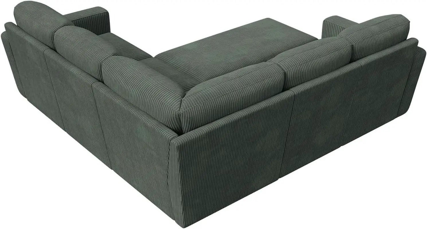 Green Corduroy Sectional Sleeper Sofa With Storage from PriceLows™