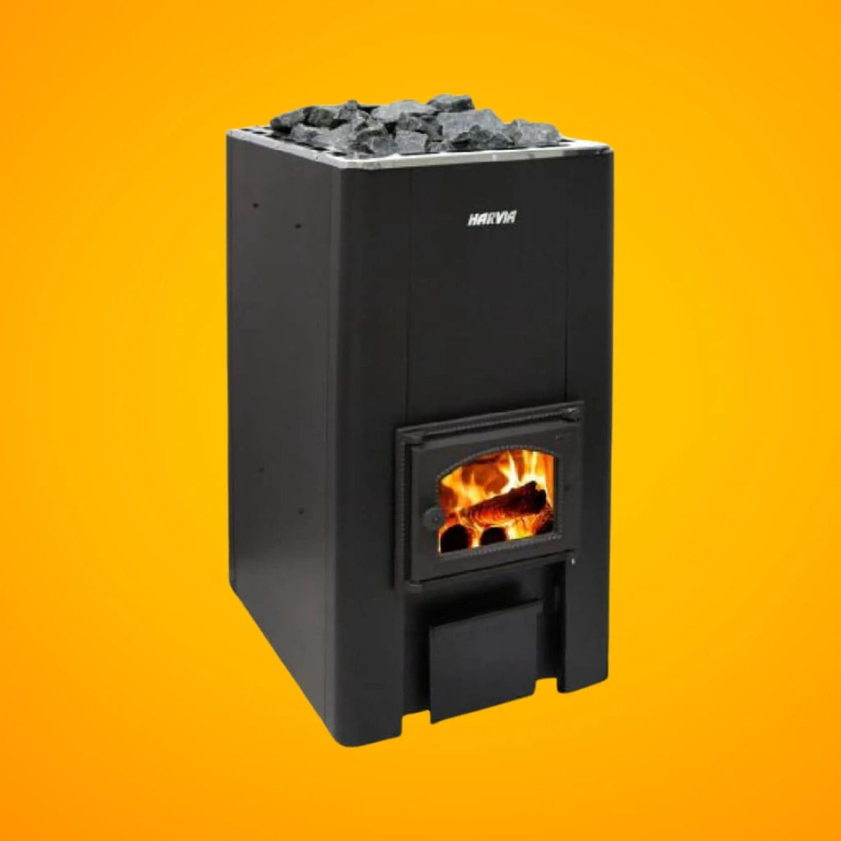 Harvia 50 40KW Black Floor Mount Wood-Burning Sauna Stove With Sauna Stones | 40 kW | Wood | Sauna Heater