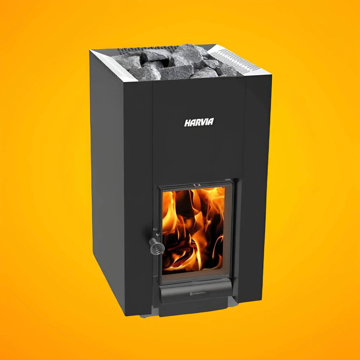 Harvia GreenFlame 22 Linear 15.7KW Wood Sauna Stove With Sauna Stones | 15.7 kW | Glass | Sauna Heater