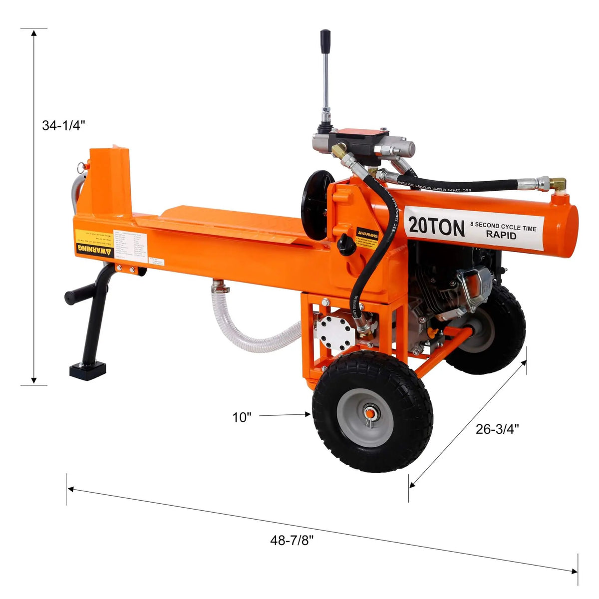 Portable Log Splitter | 20-Ton Force | 7HP Engine | Auto-Return Hydraulic Ram