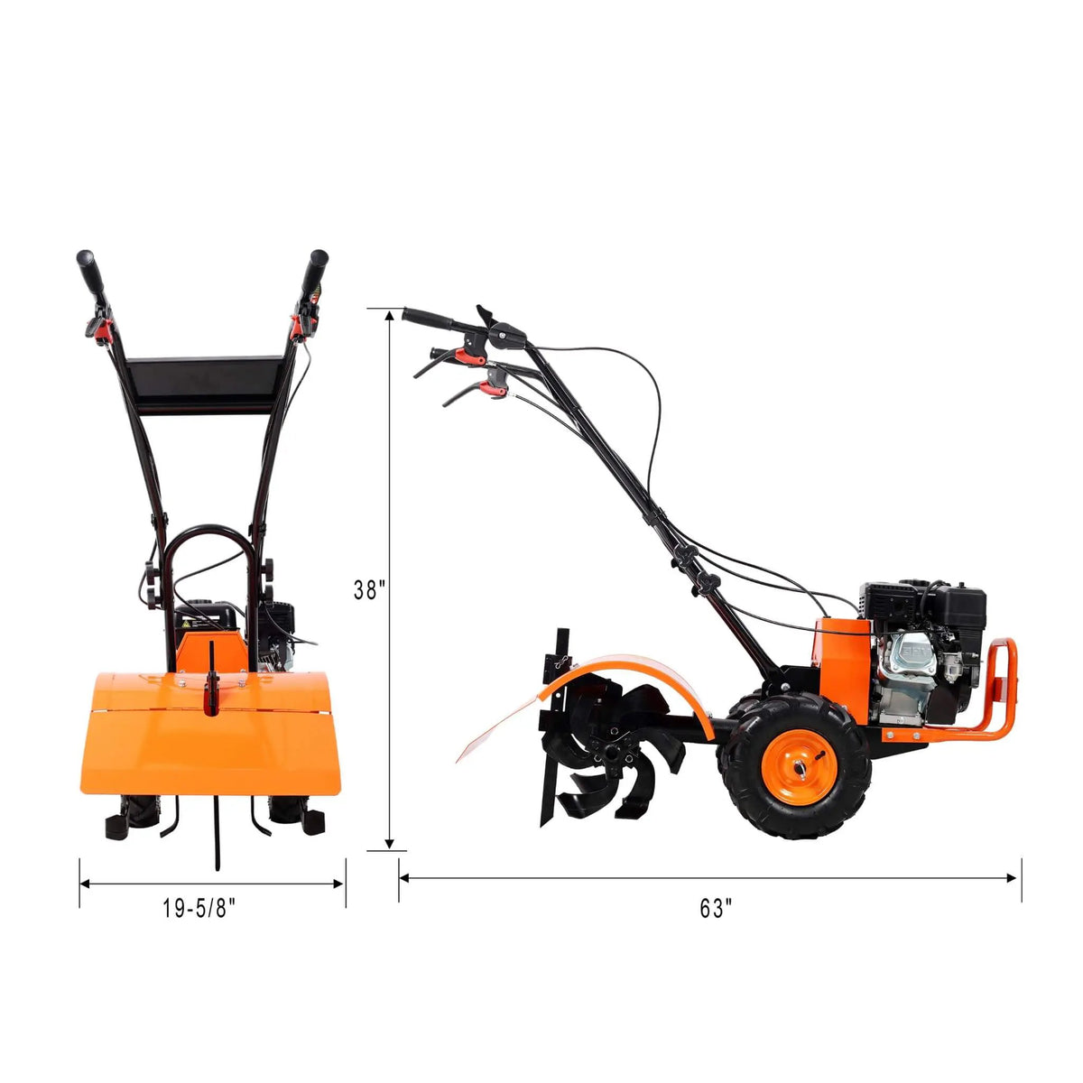 Rear Tine Power Tiller | 7HP 212CC Gas Engine | 20 Inch Tilling Width | 13 Inch Agricultural Tires