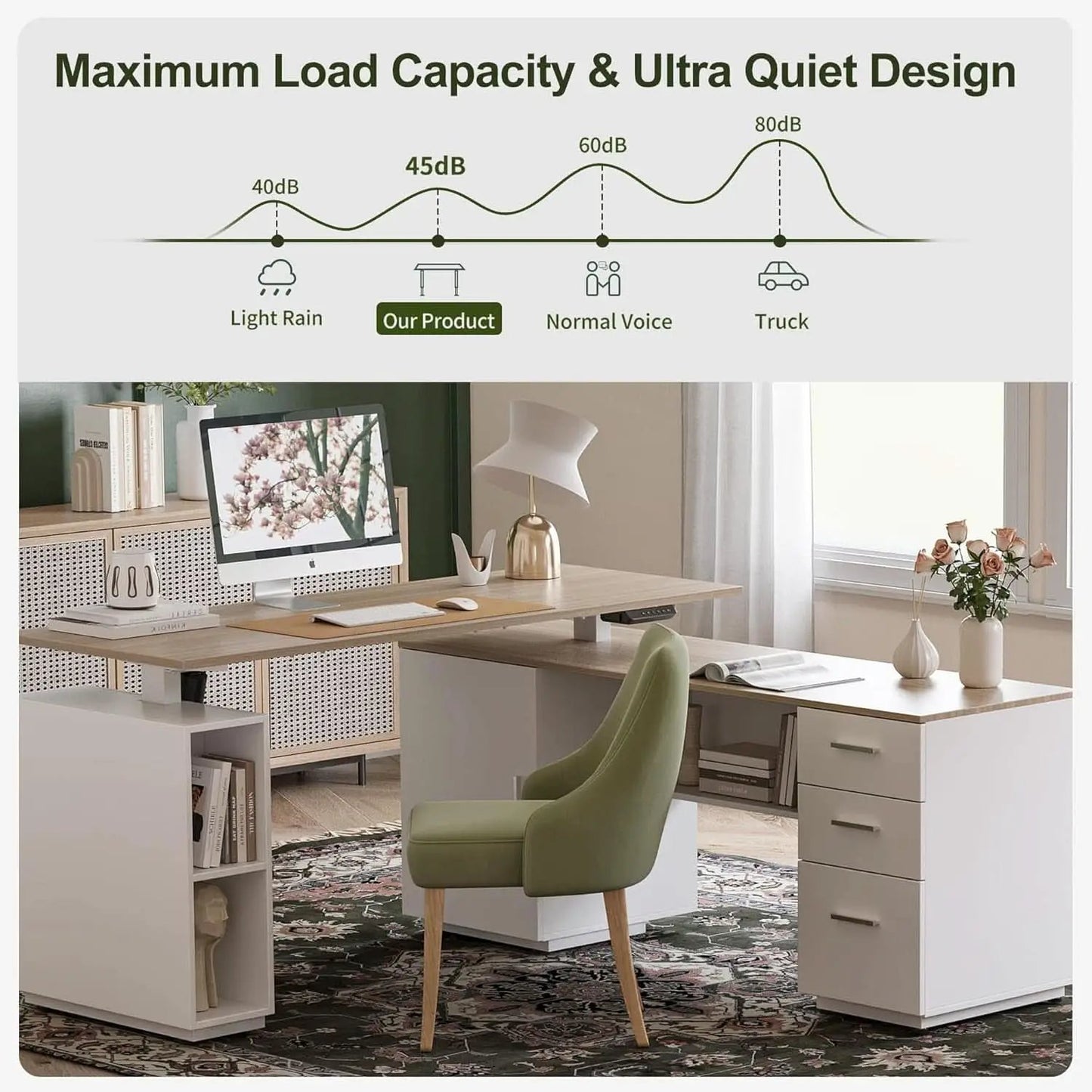 Height Adjustable L Shaped Electric Standing Desk With Storage from PriceLows™