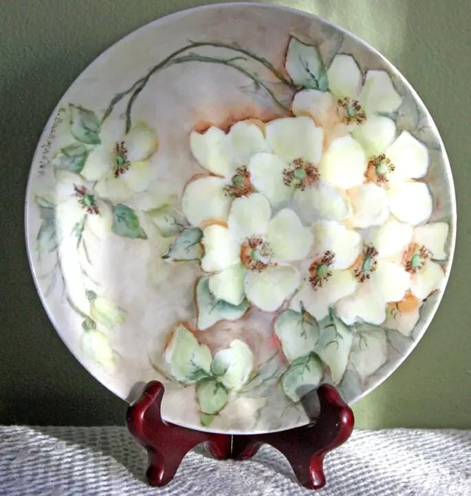 Bavarian Porcelain Plate | Hand-Painted Cherry Blossom Decor | Buckmaster | Collectors & Hosts