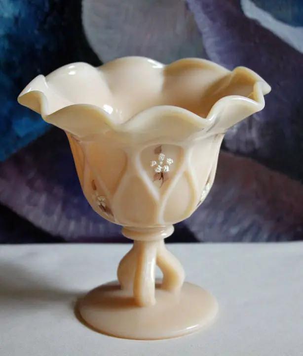 Westmoreland Milk Glass Bowl | Hand Painted Floral | Signed Artist | 5 Inch