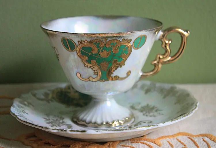 Vintage Tea Cup And Saucer | Hand Painted | Fine Porcelain | 3.5 Inch Diameter