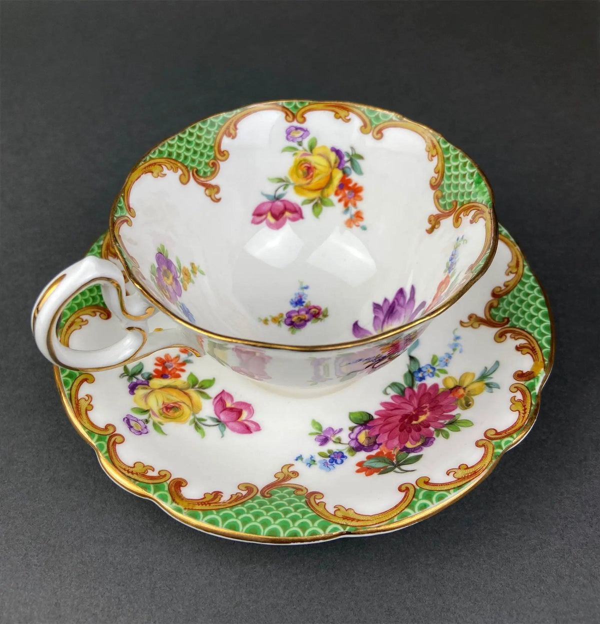 Teacup And Saucer | Fine Bone China | Floral Pattern | 3.5 Inch Rim