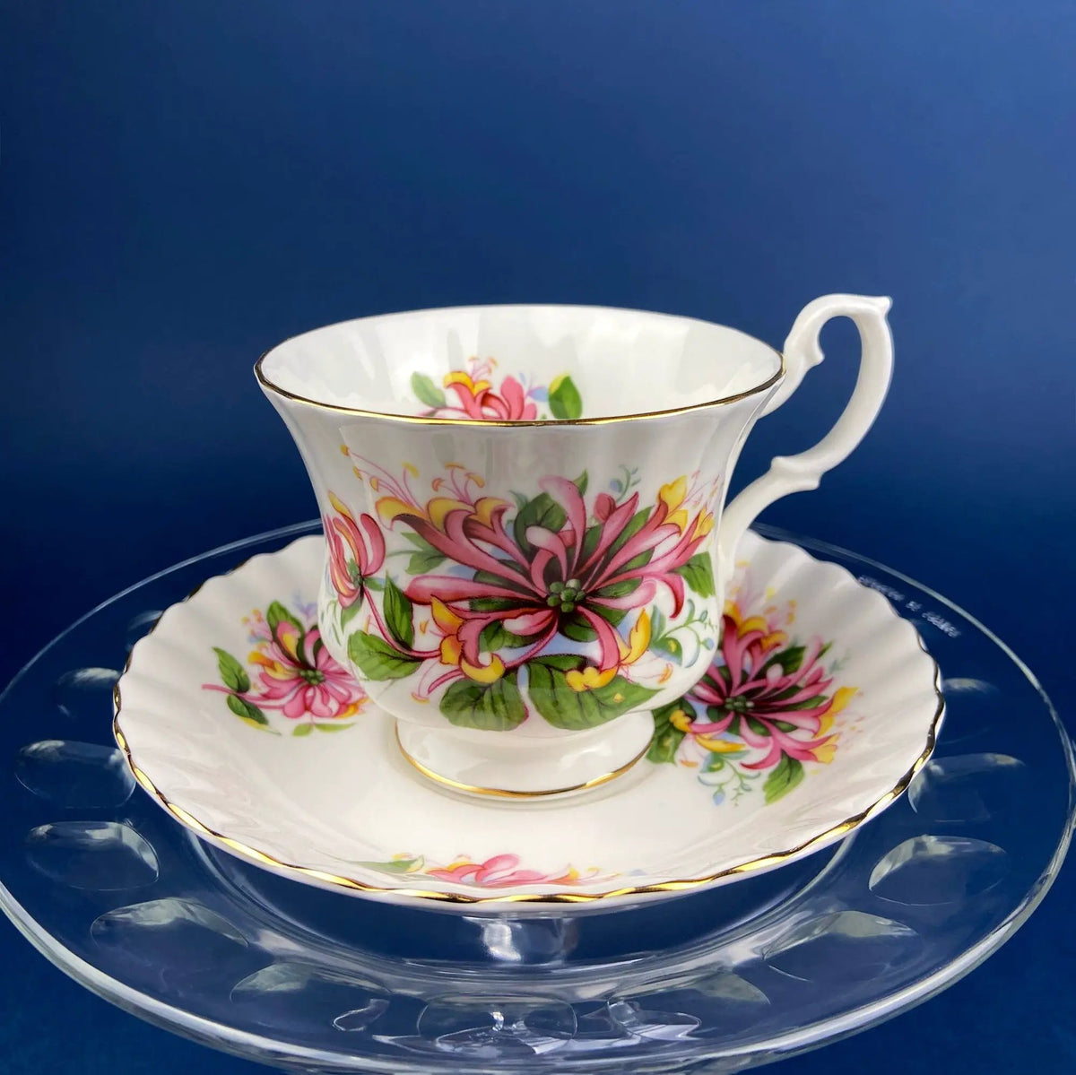 Square Tea Cup | Berkeley Rose Pattern | Pink Floral Handle