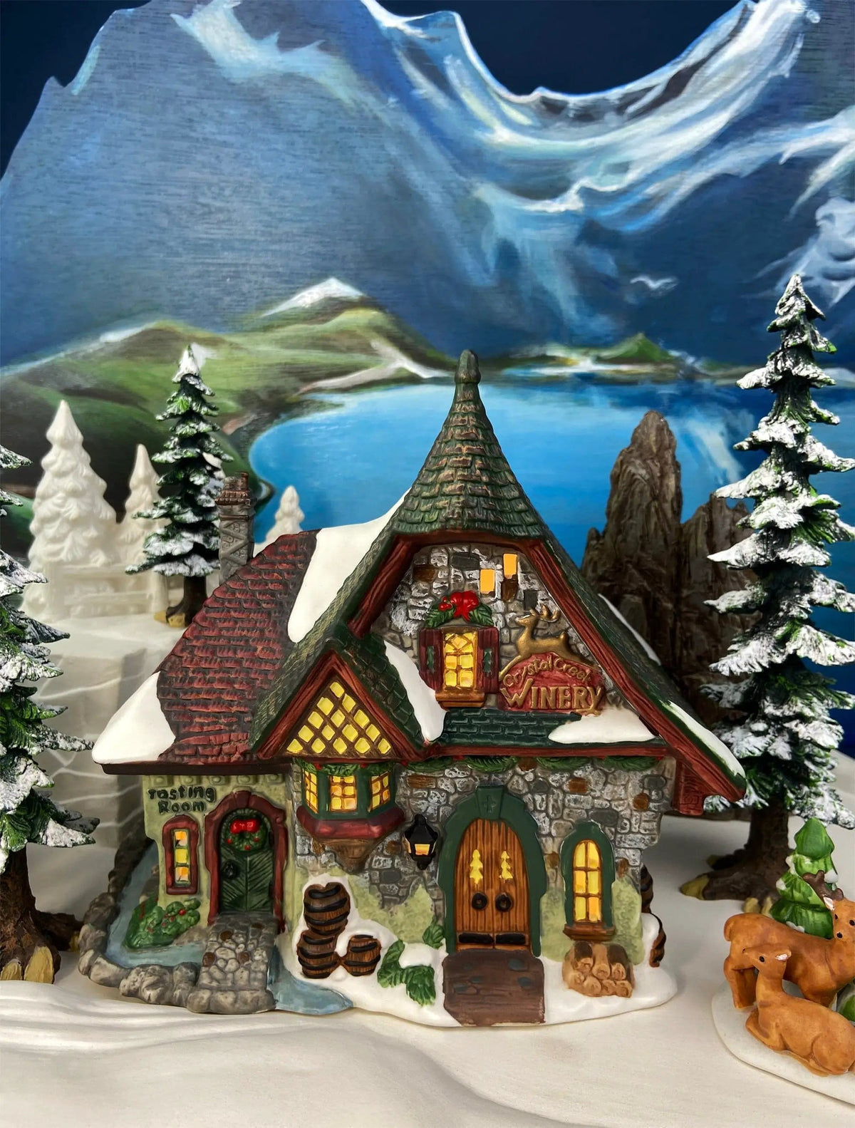 Illuminated Aldeburgh Music Box Shop | Celebrating Music | Christmas Village Porcelain House and Built-in Music Box | Collectors & Hosts